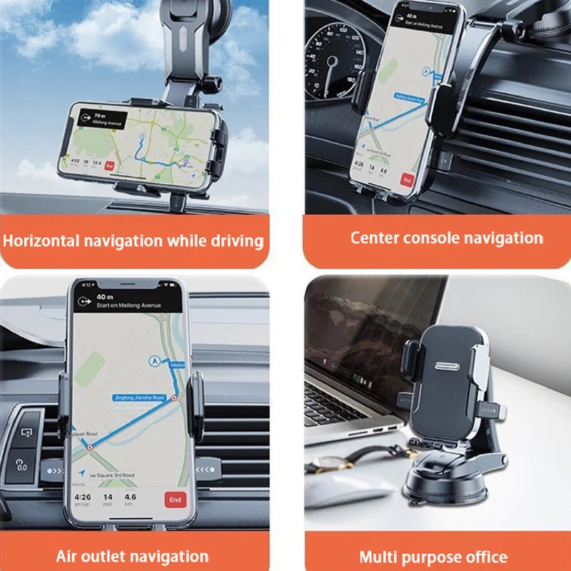 Car Phone Holder – Nano Flexible Silicone, 360° Rotation, Doesn’t Block Screen/Charging Port, Foldable for Storage