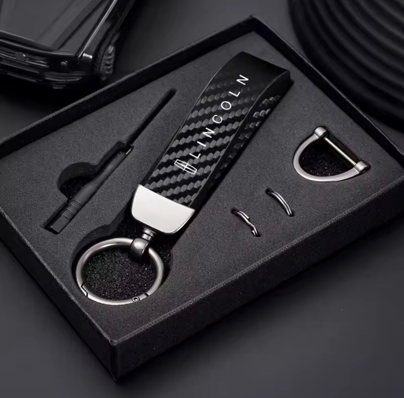 Lincoln Carbon Fiber Keychain