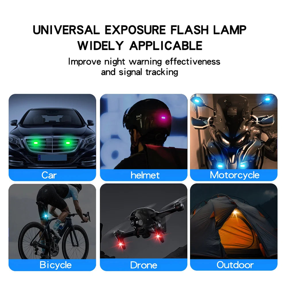2/4pcs Wireless LED Strobe Lights Car Decor Atmosphere Light, 8 Colors Rechargeable Led Lights Anti-Collision LED Warning Light