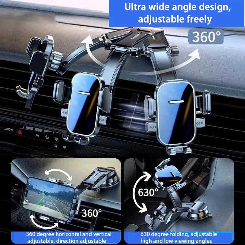 Car Phone Holder – Nano Flexible Silicone, 360° Rotation, Doesn’t Block Screen/Charging Port, Foldable for Storage